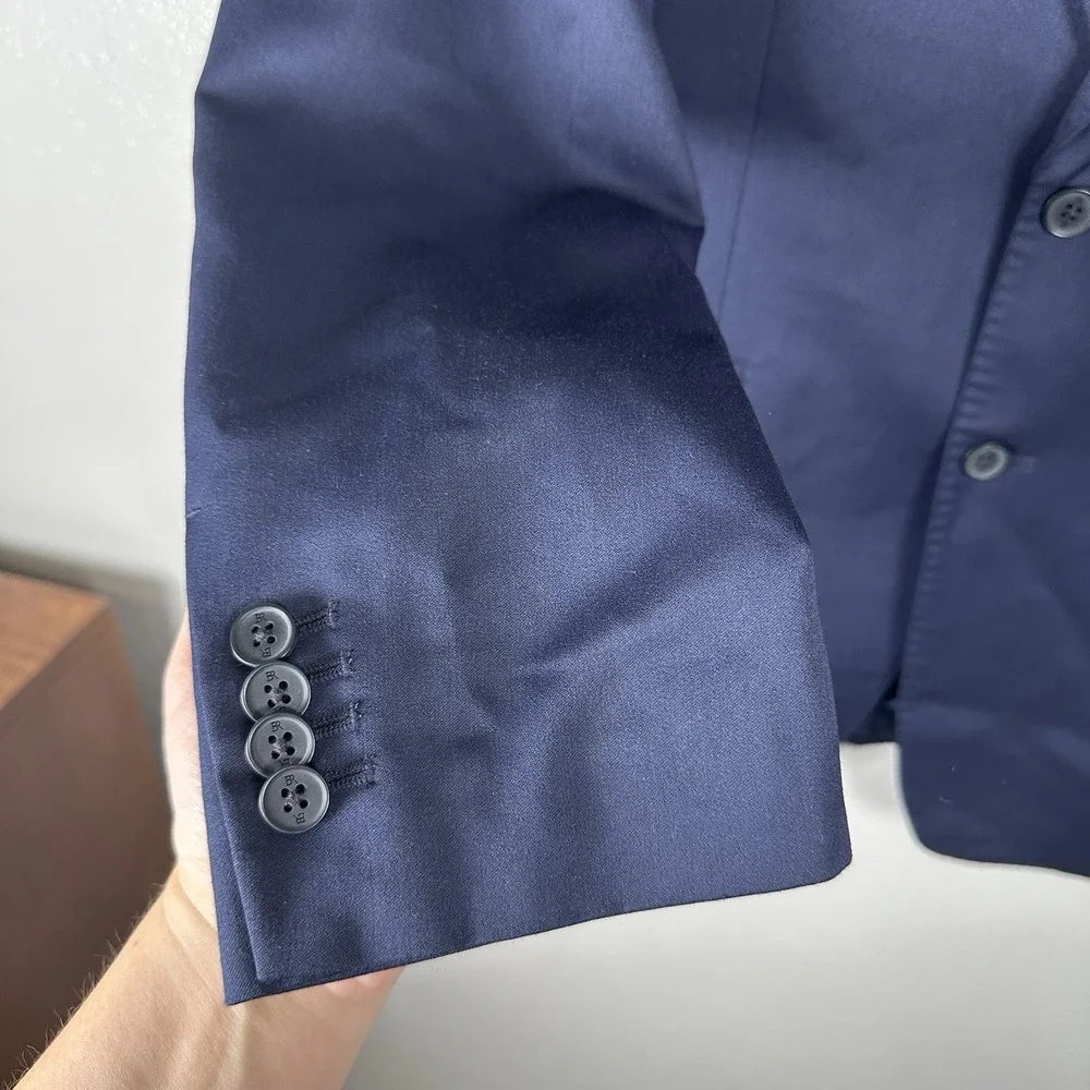 Banana Republic Satin Suit Jacket Blazer Mens Size 42R Navy Blue Lined Classic